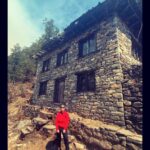 Manisha Koirala Instagram - I love red..and this picture the main character is the old stone house that I love near #lukla Lukla Solukhumbu