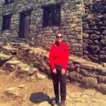 Manisha Koirala Instagram - I love red..and this picture the main character is the old stone house that I love near #lukla Lukla Solukhumbu