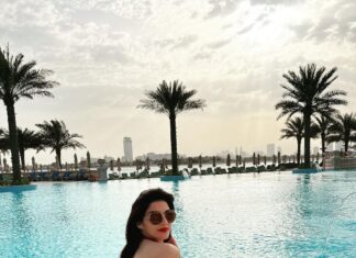Mehrene Kaur Pirzada Instagram - "When you have the whole pool to yourself." 💦 #waterbaby I have collaborated with @all_mea and lived the Limitless life at @rafflespalmdubai Now you too can become a Millionaire member of ALL. Simply follow @all_mea to stay updated with limitless offers and a chance to win 1M reward points. #MILLIONAIREbyALL #LiveLimitless #RafflesPalm Raffles The Palm Dubai