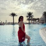 Mehrene Kaur Pirzada Instagram – “When you have the whole pool to yourself.” 💦 
#waterbaby 

I have collaborated with @all_mea and lived the Limitless life at @rafflespalmdubai Now you too can become a Millionaire member of ALL. Simply follow @all_mea to stay updated with limitless offers and a chance to win 1M reward points.

#MILLIONAIREbyALL #LiveLimitless #RafflesPalm Raffles The Palm Dubai