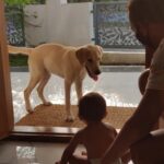 Miya George Instagram – All 3 boys in single frame 👶🧔🐕