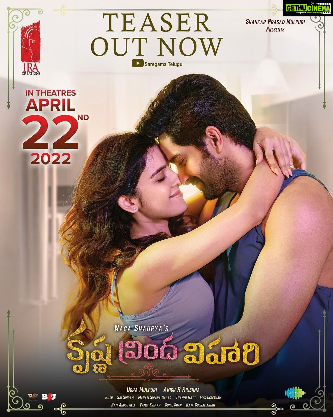 Naga Shaurya Instagram - Ma Vrinda naku assalu ardam kadu, Meeku ayina ardam avtundi emo chudandi 😉 Have a look at our #KrishnaVrindaVihari teaser 👉🏼 https://youtu.be/bQtMpo9lmAY We are coming in theaters on April 22 🤗 @shirleysetia #AneeshKrishna #SaiSriram #radhikasarathkumar @sagarmahathi @saregamatelugu @iracreationsofficial #krishnavrindaviharionapr22