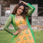 Nandita Swetha Instagram – 🦋And just like that she unfolded her wings🦋
.
Designed by @firoz_design_studio 
Clicked by @ravi_cross_clickx 📸
.
@thiru_kshtriyas 
.
#dhee14 #lehenga #indianwear #curlyhair