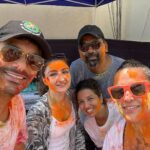 Neha Dhupia Instagram - The best kinda mess! From ours to yours … #happyholi 💜💜💜💜