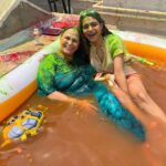 Neha Dhupia Instagram - The best kinda mess! From ours to yours … #happyholi 💜💜💜💜