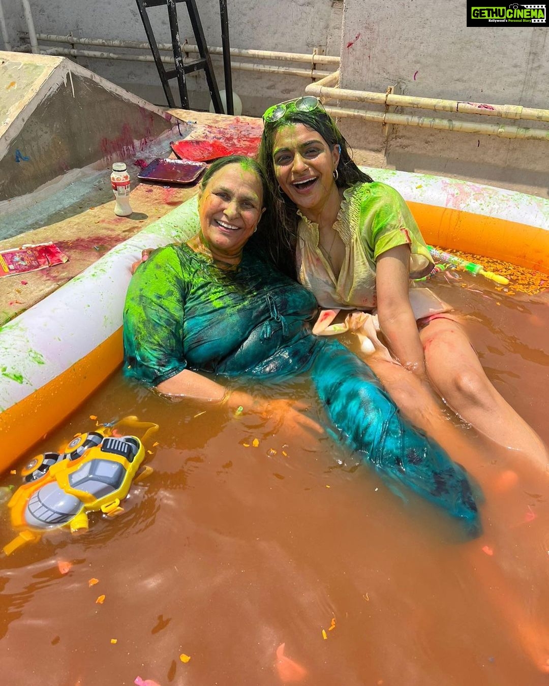 Neha Dhupia Instagram - The best kinda mess! From ours to yours … #happyholi 💜💜💜💜
