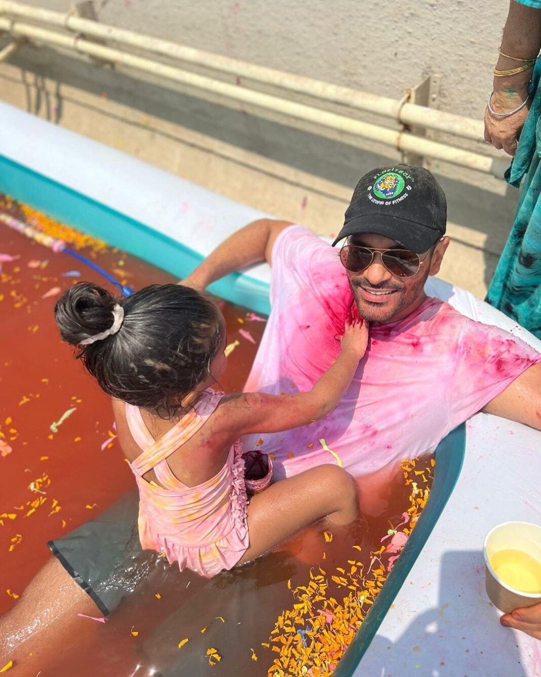 Neha Dhupia Instagram - The best kinda mess! From ours to yours … #happyholi 💜💜💜💜