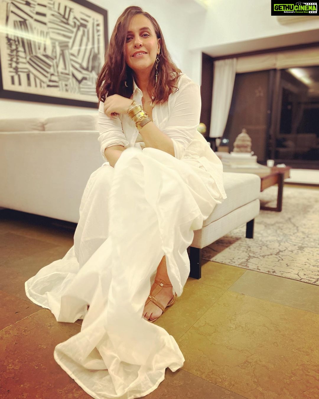 Neha Dhupia Instagram - White done right, tonight! … for the love of @shwetabachchan ♥️👑 … styled by @ayeshakhanna20 in @ilamraaa n @chicorychai muah @hairgaragebynatasha 🤍🤍🤍