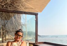 Pooja Jhaveri Instagram - My view is better than yours… 🤫😎😈 . . . #goa #goadiaries #2022 #travelstories #wiwt #dressup #chill #relaxmode #bestbeach #beach #goabeach #vacay #photography #boho #bohostyle #fashionstyle #styling #ootd #fashionista #instafashion #instagood #sunset #goldenhour Goa