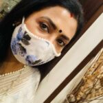 Poornima Bhagyaraj Instagram - Beautiful cool organza Chikankari saree from #sharanya bhagyaraj , blouse and mask from #poornimas store