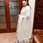 Poornima Bhagyaraj Instagram - Beautiful cool organza Chikankari saree from #sharanya bhagyaraj , blouse and mask from #poornimas store