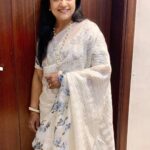Poornima Bhagyaraj Instagram - Beautiful cool organza Chikankari saree from #sharanya bhagyaraj , blouse and mask from #poornimas store