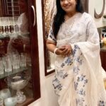 Poornima Bhagyaraj Instagram - Beautiful cool organza Chikankari saree from #sharanya bhagyaraj , blouse and mask from #poornimas store
