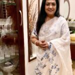 Poornima Bhagyaraj Instagram - Beautiful cool organza Chikankari saree from #sharanya bhagyaraj , blouse and mask from #poornimas store