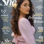 Priyanka Mohan Instagram - Wishing you all a happy women’s day❤️ Glad to be on the cover of @she_india magazine, had a great time working with the team #sheindia #covergirl 📸 @vasanthphotography Styled by @anushaa13 Makeup @chisellemakeupandhair Hair by @puii_c_ammy @therouteofficial ✨