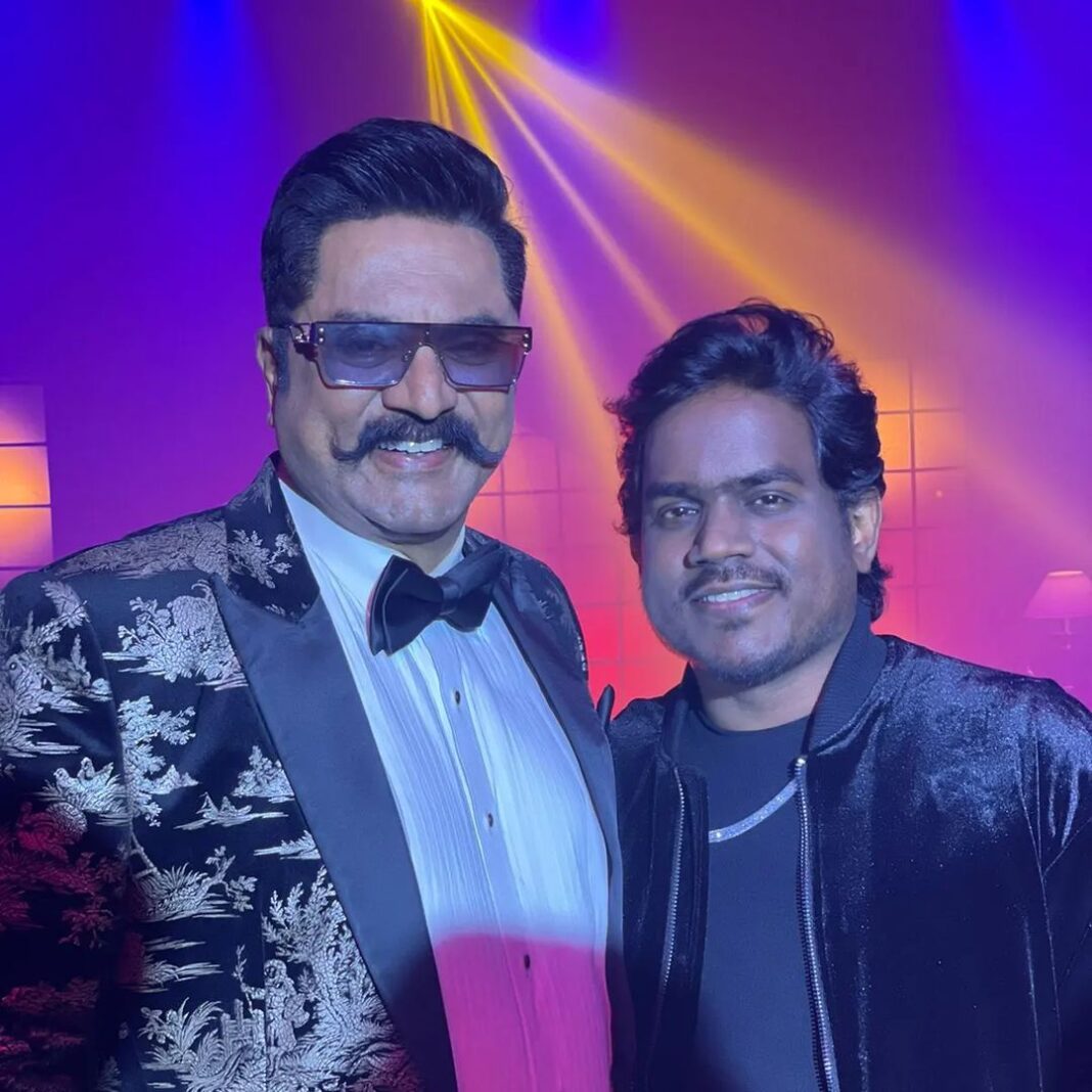 R. Sarathkumar Instagram - A long journey starting from the movie Aravindan , Yuvan visiting the sets of Paramporul to see the picturization of a catchy number composed by him for the film . 25 years have gone since his debut ,kudos to Yuvan #yuvanshankarraja