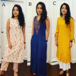 Ramya Subramanian Instagram - Try try try Until your Brain becomes Fry 🤪 Chronicles of our never ending costume trials (but we end up looking good so no regrets here amazing designers 😬😌♥️) Ok now you need to help us out here , A or B or C which is do you think looks best on me ? ♥️🤗 #ThursdayMorning