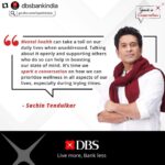 Sachin Tendulkar Instagram - Just like physical health, mental health is very important. It is important to talk about it and share your experiences. Catch Team DBS #SparkAConversation on ➡️ go.dbs.com/SparksIndia #DBSBankIndia #LiveMoreBankLess #DBSSparks #SparkABetterWorld #Partnership #Repost @dbsbankindia ・・・ We believe that mental health is also wealth. We're glad to count @sachintendulkar as a big supporter of this philosophy. Watch as Team DBS #SparkAConversation about wellness at the workplace in the latest episode of DBS Sparks at the link in bio. #DBSBankIndia #LiveMoreBankLess #DBSSparks #SparkABetterWorld #MentalHealth #MentalWellness