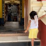 Sameera Reddy Instagram - A beautiful Sunday morning with the kids at Shanta Durga Temple , Kavale🙏🏼 we are blessed to live so close to our family temple and we try coming here as often as we can #blessed seeking lots of positive and powerful blessings for all ! 💫 #shantadurgatemple #goa Shree Shantadurga Saunsthan, Kavale, Ponda, Goa