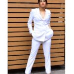 Shraddha Das Instagram - Are you in the mood for a little white? 😉 📸 @snehzala Styling : @artbyavnee , @thewandermannequin Pant Suit : @chatenyamittalofficial Hair and Make up : @versatile_makeoversartist #whiteonwhite #formallook #whitepantsuit #shraddhadas #event Chembur,Mumbai