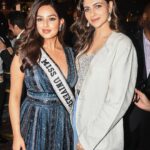 Simran Kaur Mundi Instagram - Our very own #MissUniverse @harnaazsandhu_03 ❤️ #SoProud of you gurl #ChakDePhatte 🙌 #sherni Mumbai - मुंबई