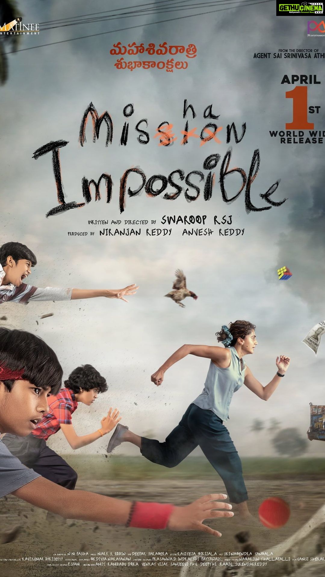 Taapsee Pannu Instagram - The sweetest trailer of the ‘smallest’ film of the year #MishanImpossible Show these 3 rockstars some love! Film releasing on 1st April 2022 @rsjswaroop @matineeents @bhanuprakash2012 @roshandj5 @iam_jayateertha_molugu @iammarkrobin