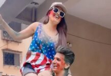 Yuvika Chaudhary Instagram - Yehhhhh mask free holiiii #balamwithbalampichkari @yuvikachaudhary @dr.ruttuja_sagar_more @sageinsta @varsha_kapoor_sharma #reels #reels #reelsinstagram #reelsvideo #reel #reelitfeelit #réel #reelkarofeelkaro #trendingreels #trending #waheguru HAPPYYYY HOLIIIIIIIIiiiiiiii❤️