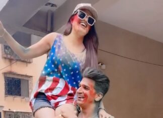 Yuvika Chaudhary Instagram - Yehhhhh mask free holiiii #balamwithbalampichkari @yuvikachaudhary @dr.ruttuja_sagar_more @sageinsta @varsha_kapoor_sharma #reels #reels #reelsinstagram #reelsvideo #reel #reelitfeelit #réel #reelkarofeelkaro #trendingreels #trending #waheguru HAPPYYYY HOLIIIIIIIIiiiiiiii❤️