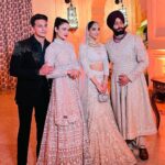 Yuvika Chaudhary Instagram - Congratulations beautiful couple @abhaynoorsingh_ @noorkaruaashiqui ❤️❤️. Outfit- @soshaibysofi @studiopriveofficial Styled by- @junejasanchi Makeup by- @raveen_anand