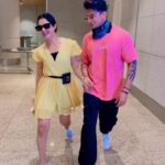 Yuvika Chaudhary Instagram – @princenarula #reelitfeelit  outfit @bombaycloset #airportdiaries