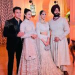 Yuvika Chaudhary Instagram - Congratulations beautiful couple @abhaynoorsingh_ @noorkaruaashiqui ❤️❤️. Outfit- @soshaibysofi @studiopriveofficial Styled by- @junejasanchi Makeup by- @raveen_anand