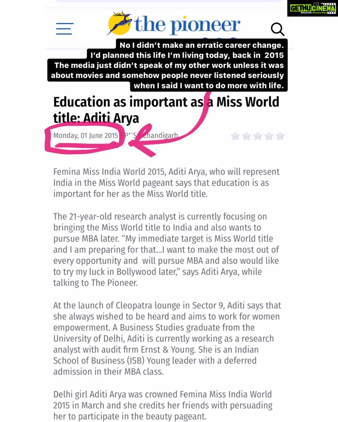 Aditi Arya Instagram - Some context from 2015. Even some of my friends have forgotten the underpinnings of my recent decisions. Since there have been so many curious “what’s and why’s” about my present life, here’s some background. I might do an AMA if any questions remain. Also, learning is important not for the sake of societal expectations but for doing better with the voice society gave you. Also note, ISB was and continues to remain a brilliant institution that I’d have loved to go back to. I just needed my Yale program for something very specific I’m doing in USA. Absolute respect to both these schools for having put their faith in me at different stages of my life, almost a decade apart. Yale School of Management