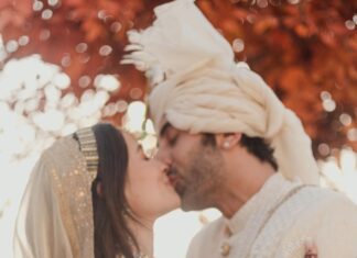 Alia Bhatt Instagram - Today, surrounded by our family and friends, at home … in our favourite spot - the balcony we’ve spent the last 5 years of our relationship - we got married. With so much already behind us, we can’t wait to build more memories together … memories that are full of love, laughter, comfortable silences, movie nights, silly fights, wine delights and Chinese bites. Thank you for all the love and light during this very momentous time in our lives. It has made this moment all the more special. Love, Ranbir and Alia ✨♥️♾