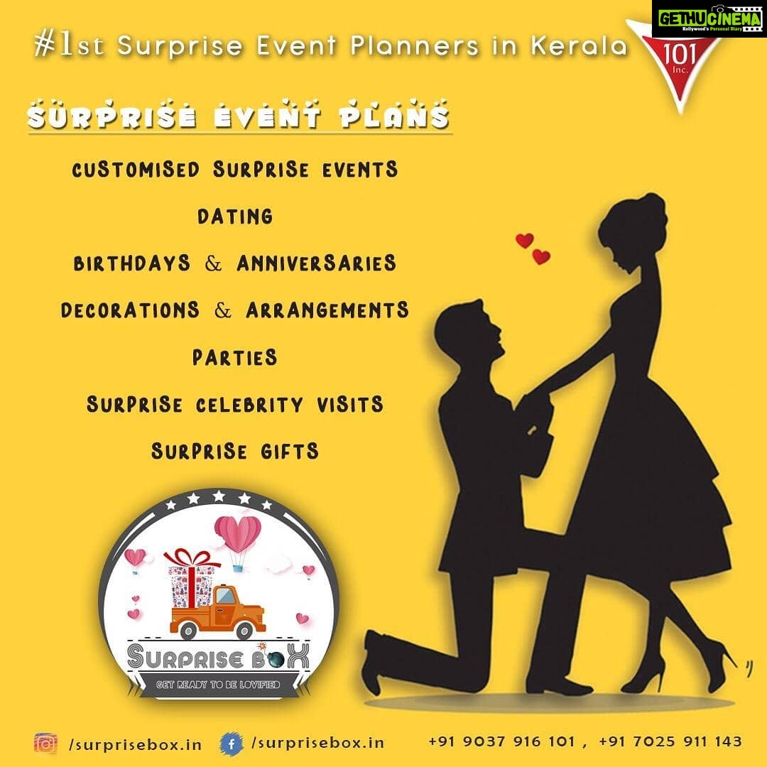 Aparna Das Instagram - # 1st Surprise Event Planners in Kerala Proposal ! Dating ! Anniversary ! Birthday ! Surprise Photoshoot ! Arrangements and Decors ! Party ! Surprise Celebrity Visits ! Surprise Gifts ! Safe Night Ride & Drive ! Dining Contact Us : +91 9037 916 101 Mail Us : surprisebox.in@gmail.com Find Us : 11° 16′ N 75° 46′ E @surprisebox.in