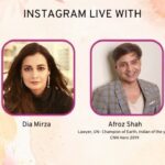 Dia Mirza Instagram – Down to Earth With Afroz 🌏🌊🕊🌳

Meet ADV. AFROZ SHAH, a Lawyer at the Bombay High Court, Founder of the celebrated Afroz Shah Foundation , A UN – Champion of the Earth, CNN-NEWS18’s Indian of the Year in 2017, CNN Hero 2019 and a young environmentalist reclaiming beaches, oceans, rivers and mangroves from trash and apathy. The UN went on to label  the much-talked about ‘Versova Clean-Up’ helmed by him as  the “Biggest Beach Clean-up in World History”. Inspired by his effort to clean the beaches in Mumbai, the United Nations Environment Program (UNEP) launched the ‘Clean Seas’ campaign globally. 

For over 6 years, Afroz has worked single mindedly towards the goal of cleaner, healthier urban spaces and to reduce ‘human-ocean’ and ‘human-animal’ conflicts. So far, under his stewardship,  60+ Million Kgs of plastic & filth have been removed from oceans, beaches, creeks, rivers and forests. 

If there is anyone who truly embodies the phrase ‘actions speak louder than words’ it is @afrozshah_ 💚🙏🏻 A true Gandhian and most wonderful human being. 

Join us and be inspired by this extraordinary change maker! 

#DownToEarthWithDee #DTEWD #BeatPlasticPollution #ForPeopleForPlanet #SDGs #GlobalGoals #ClimateAction #EarthDay2022 #CleanSeas #AfrozShahFoundation
