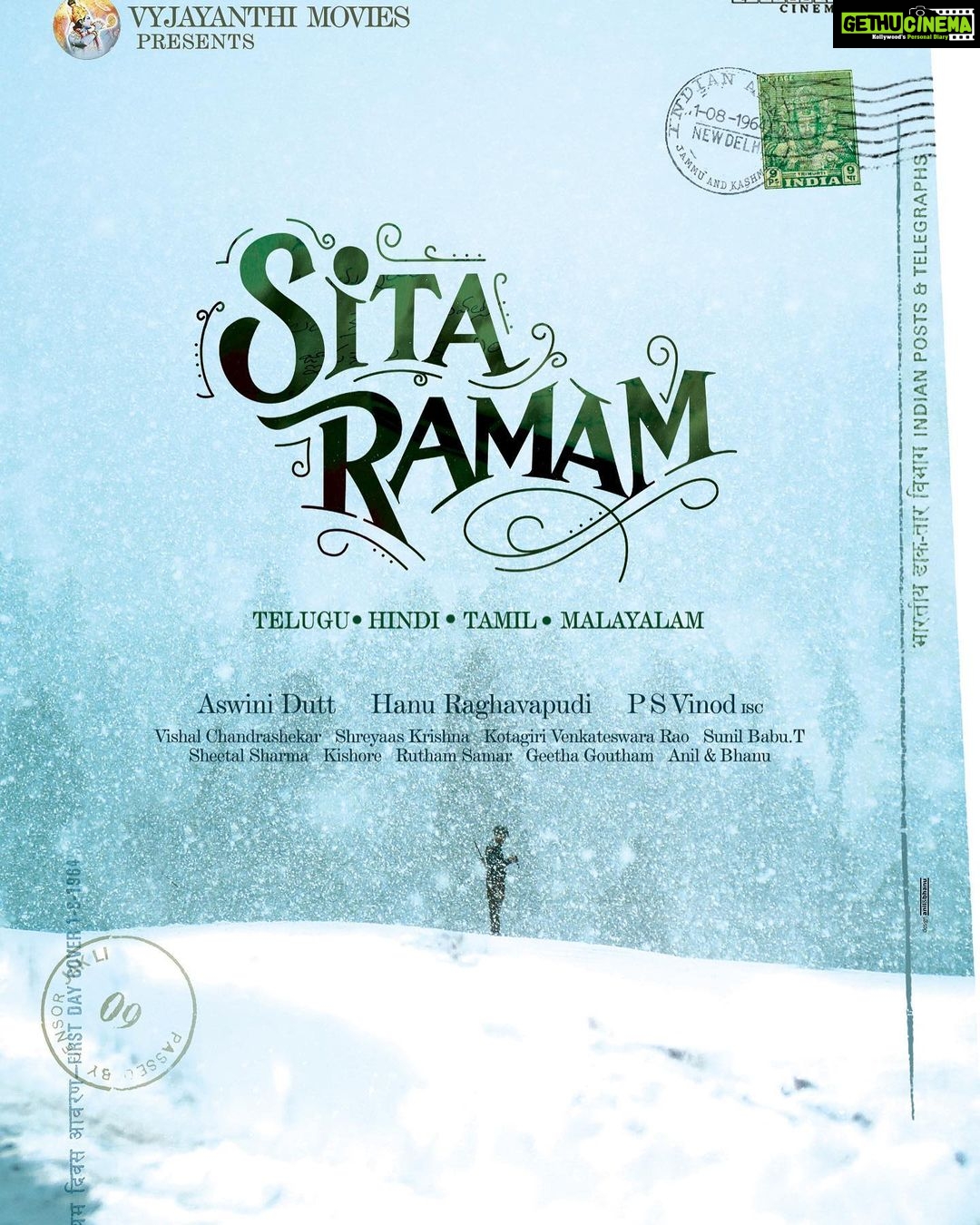 Dulquer Salmaan Instagram - Super hyped to present the first glimpse of our #SitaRamam ♥️ My homecoming with @vyjayanthimovies and first time collab with so many amazing artists. The stunning and headstrong Sita to my Ram @mrunalthakur, the fireball rebel Afreen @rashmika_mandanna & the fearless and galant Vishnu Sir played by the gentleman actor, my beloved @sumanth_kumar Anna amongst others. Every single cast and crew member are of the finest in the country and it’s been a sheer blessing to experience this film. @hanurpudi sir your writing, passion, vision and boundless energy to bringing #SitaRamam to fruition was contagious and inspiring. @swapnaduttchalasani you’ve been the bedrock of this team backing this vision with all your might and conviction. #AshwiniDutt garu you will always be my favourite and your constant presence and commitment is something all of us can count on just like we would a father. Link in bio ! #declassifiessoon @hanurpudi @mrunalthakur @rashmika_mandanna @sumanth_kumar #AshwiniDutt @composer_vishal #PSVinod @mrsheetalsharma @vyjayanthimovies @swapnacinema @swapnaduttchalasani @priyankacdutt @sonymusicsouthindiavevo