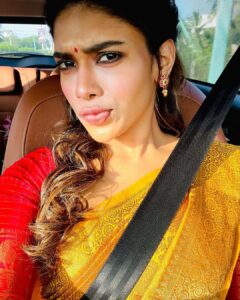 Dushara Vijayan Instagram - சிவப்பு,மஞ்சள்,பொட்டு மற்றும் நான்! @madhulika.kapilavayi @margazhidesigns @puii_c_ammy