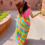 Eshanya Maheshwari Instagram - 💖🦄✨ Wearing @aachho 💚💜🧡💛💖 #esshanyamaheshwari #esshanya #saree #sareelove The Marugarh Resorts & SPA Jodhpur