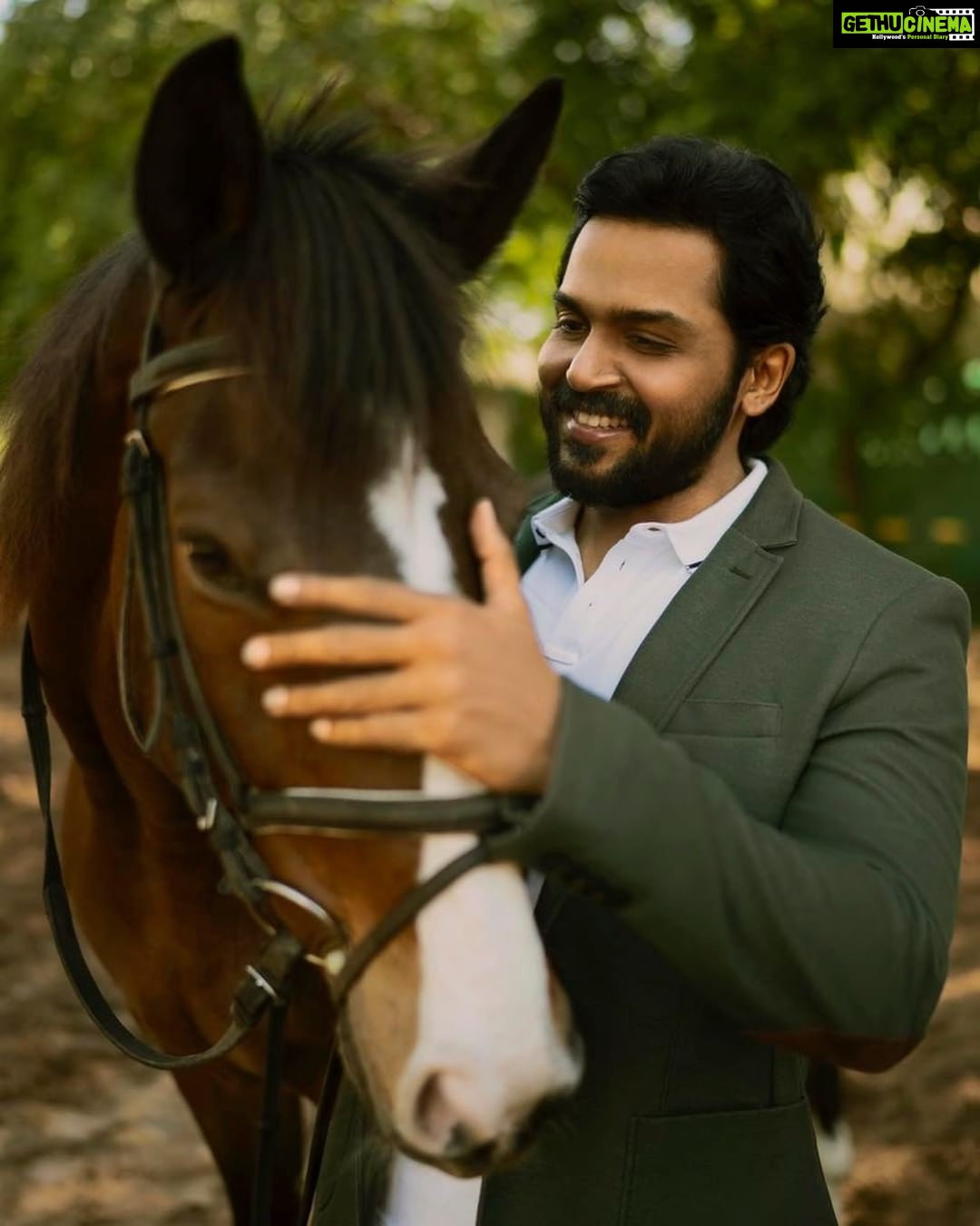 Karthi Instagram - I have forever been fascinated by horses. While I learnt horse riding for #Kaashmora, I lived all that I dreamt of, during the filming of #PonniyinSelvan, as I was on horseback almost throughout the film. Can’t describe the exhilaration when you connect with the horse and it breathes and pulsates with you!