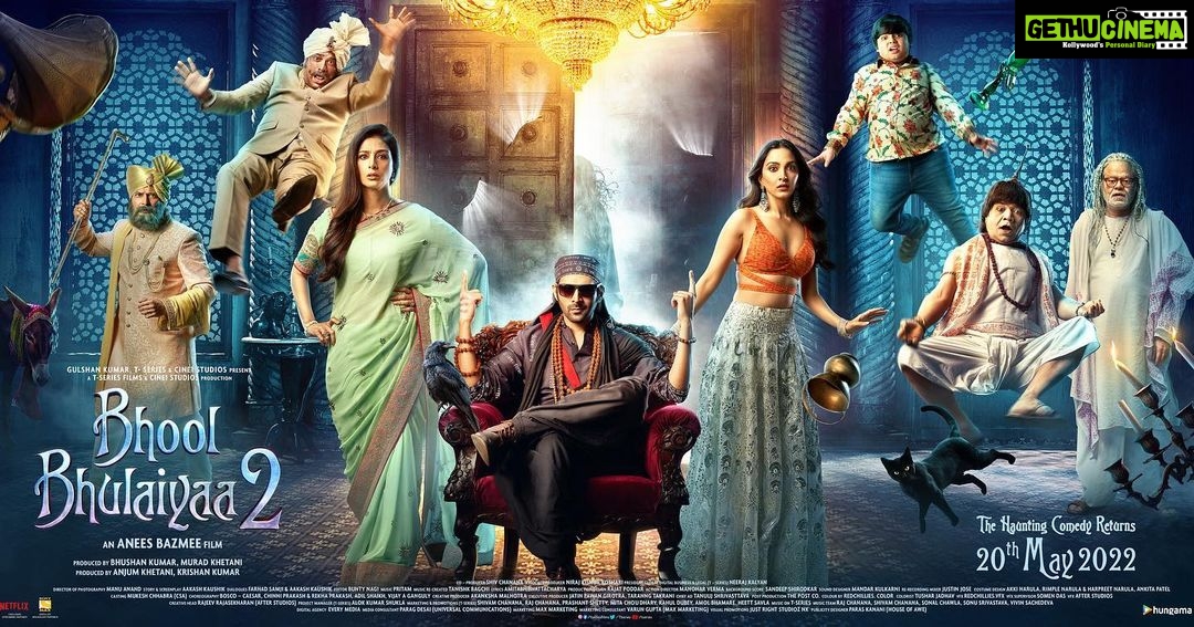 Kiara Advani Instagram - It’s almost time for the haunted haveli to re-open it’s doors! 💀 #BhoolBhulaiyaa2 trailer premiering at 1 PM! Watch the family entertainer, releasing in cinemas on 20th May, 2022! Starring @kartikaaryan and @tabutiful; produced by #BhushanKumar, @muradkhetani, @anjummurad and #KrishanKumar; cinematography by @chaayaankan; directed by @aneesbazmee and written by @farhadsamji & @aakashkaushik25 @ipritamofficial @amitabhbhattacharyaofficial @filmykothari @tseriesfilms @castingchhabra @tseries.official @shivchanana @filmykothari @shreyaghoshal @arijitsingh @cine1studios @aafilms_india @bhoolbhulaiyaa2movie