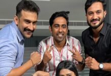 Mamta Mohandas Instagram - 3 days to go #janaganamana in theatres worldwide on 28th April. 🤜 With the boys of JGM Dhruv, Josekutty & Midhun..