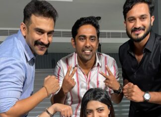 Mamta Mohandas Instagram - 3 days to go #janaganamana in theatres worldwide on 28th April. 🤜 With the boys of JGM Dhruv, Josekutty & Midhun..
