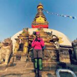 Manisha Koirala Instagram - Cycling to all the #heritage sites in #kathmandu city is one of the best experience !! This morning we went to #swayambhunath stupa 🙏🏻🙏🏻🙏🏻 Thanx again @saroshpradhan for encouragement.. @choendenla