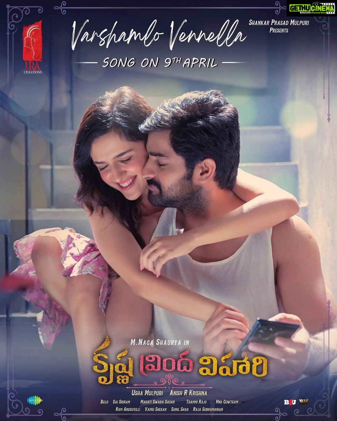 Naga Shaurya Instagram - This will amaze you all .. π΅ Our First Single #VarshamloVennella Lyrical Video is releasing on April 9th! ππ #KrishnaVrindaVihari @shirleysetia @anishfilmy @saisriram.dop @sagarmahathi @saregamatelugu