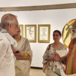 Nandita Das Instagram – Sharing the update I got from the last day at the gallery- #gulzar Sahab came with a Tiffin and shared lunch with Baba! #Shyambenegal with daughter Piya, artist @arzankhambatta with @tpk08 also came. And then Baba did portraits of the workers at @jehangir_art_gallery who he has known for decades – More and Karim. Last emotional day before the show moves to @galleryartandsoul #jatindas