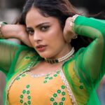Nandita Swetha Instagram - Manifest every morning❤️❤️ I am happy My life is great I keep shining and smiling . . @firoz_design_studio @ravi_cross_clickx @thiru_kshtriyas . #curlyhair #makeup #green #lehenga #indianwear
