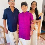 Navya Nair Instagram – Vishu with grand parents❤️❤️❤️