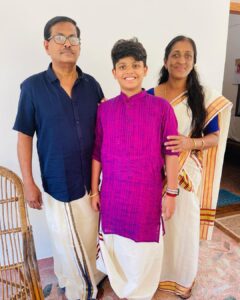 Navya Nair Instagram - Vishu with grand parents❤️❤️❤️