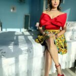 Neha Bhasin Instagram - Roses are red violets are blue Am wrapped as a gift just for you 🎁 Skirt @kristydecunha Top @thesource_buyorborrow Shoes @celine #NehaBhasin #fashionista