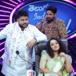 Nithya Menen Instagram – Judges bored  #TeluguIndianIdol 
@karthikmusicexp  @musicthaman